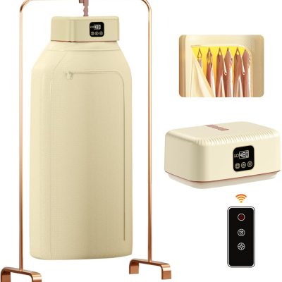 Portable Clothes Dryer, 8H Timer, w/Remote Control & Dry Bag, Mini Compact Foldable Fast Electric Dryer Machine for Laundry, Travel, Apartment, RV, Dorm, Quiet 45dB, Energy Save, 600W