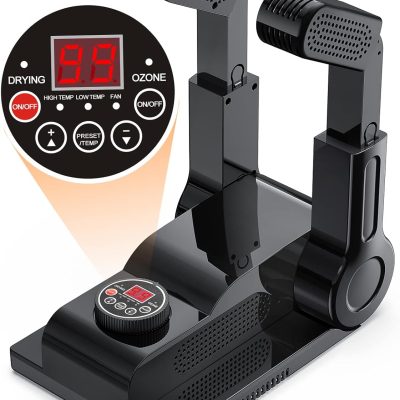 [Upgraded Temperature Control] Boot Dryer for Work Boots - Shoe Dryer with 24-Hour Delay Timer, Portable Glove Dryer & Boot Warmer, Automatic Shut-Off Timer, Folding Design, Smart Panel, Black