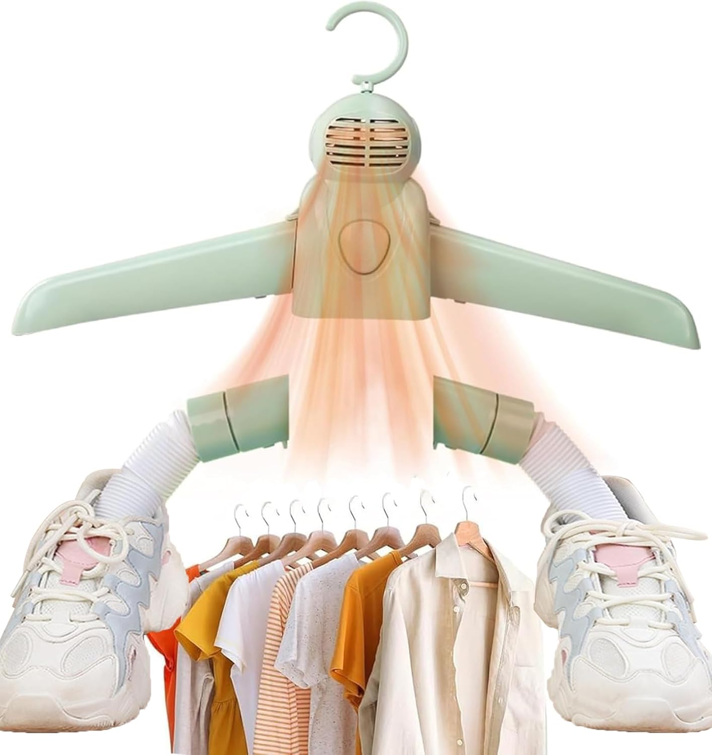 Portable Clothes Dryer - Electric Clothes Dryer Rack with Quick-Drying, Mini Dryer with Retractable Shoe Tube, Adjustable Temperature Low Noise, For Apartments, RVs, And Dormitories (Green)