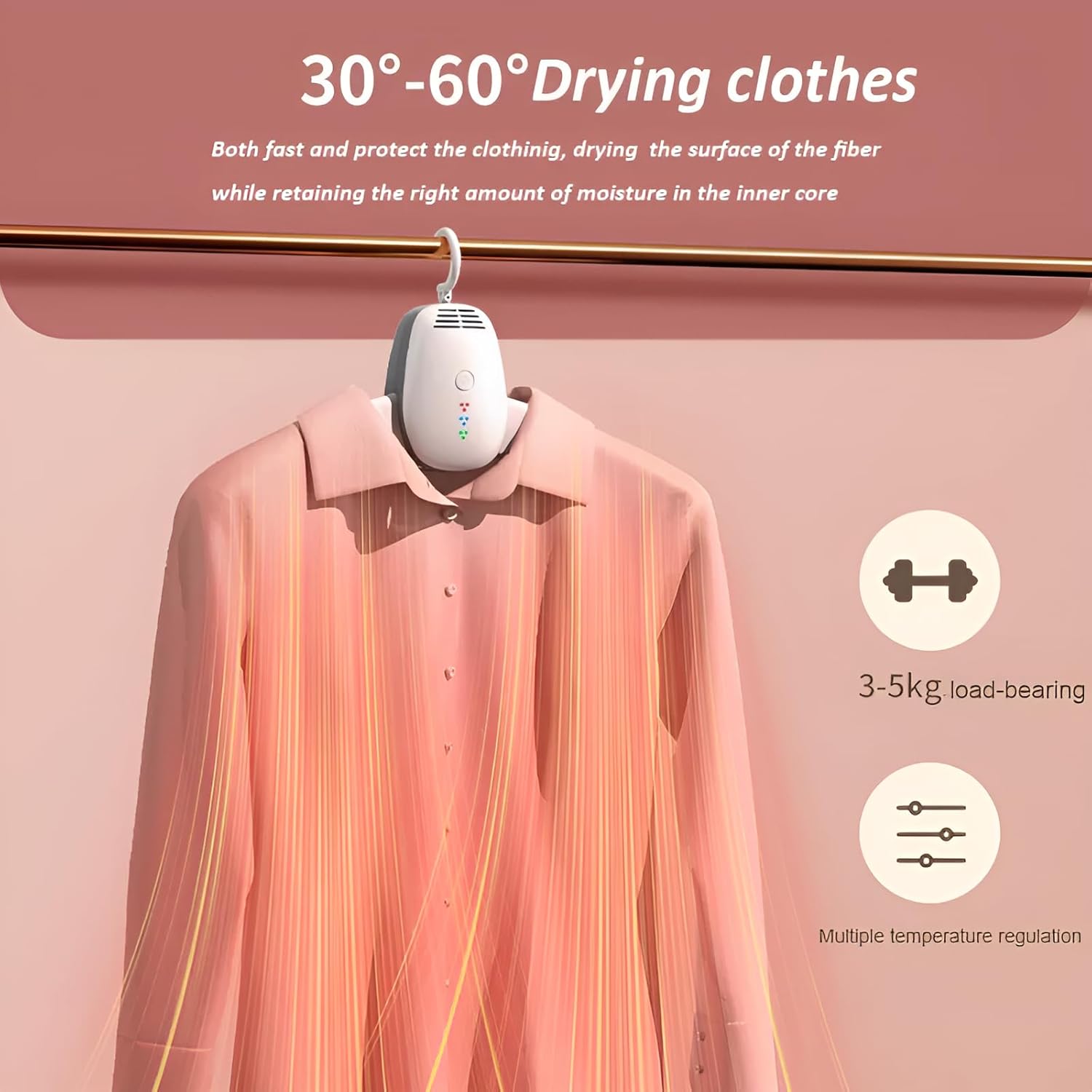 Travel Portable Clothes Dryer Hanger Electric Mini Compact Heated Air Dryers Machine for Laundry & Apartments - Image 2